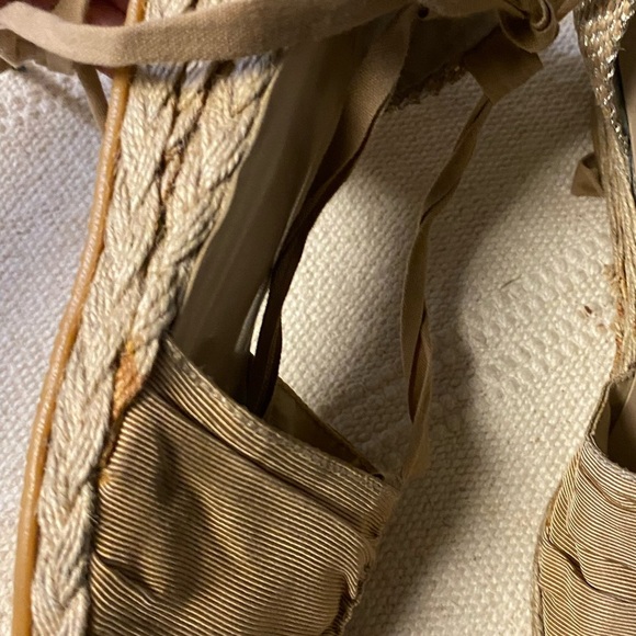 STUART WEITZMAN Beige leather Fabric Ankle Tie Espadrille Sandals SZ 6.5 - Picture 7 of 13